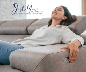 relaxing on sofa after treatment
